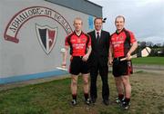 20 October 2011;‘Club is family’; Pictured at Oulart The Ballagh GAA Club is M.J. Furlong, AIB Wexford, with brothers Michael, right, and Rory Jacob, as preparations continue for the club’s upcoming AIB GAA Leinster Club Senior Hurling Championship Quarter-Final game on the 30th October 2011. Oulart the Ballagh, Wexford. Picture credit: Brian Lawless / SPORTSFILE