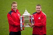 31 October 2011; Shelbourne's Ian Ryan, left, and Phillip Hughes, right, ahead of their side's FAI Ford Cup Final against Sligo Rovers on Sunday November 6th. FAI Ford Cup Final Media Day 2011, Tolka Park, Dublin. Picture credit: Barry Cregg / SPORTSFILE