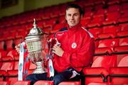 31 October 2011; Shelbourne's David Cassidy with the FAI Ford Cup ahead of their side's FAI Ford Cup Final against Sligo Rovers on Sunday November 6th. FAI Ford Cup Final Media Day 2011, Tolka Park, Dublin. Picture credit: Barry Cregg / SPORTSFILE