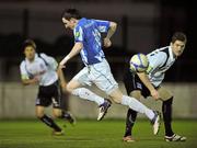 1 November 2011; Sean Brennan, Monaghan United, in action against Laurence Gaughan, Galway United. Airtricity League Promotion Relegation Play-off, 1st Leg, Monaghan United v Galway United, Gortakeegan, Monaghan. Picture credit: David Maher / SPORTSFILE