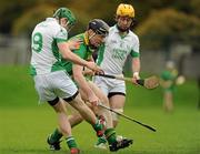 30 October 2011; Paul Condon, Kill, in action against Gary Savage, left, and Roger Quinn, right, Confey. Intermediate B Championship Final, Kill v Confey, Naas GAA Ground, Co. Kildare. Picture credit: Barry Cregg / SPORTSFILE