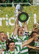 28 October 2011; Shamrock Rovers captain Dan Murray lifts the Airticity League trophy. Airtricity League Premier Division, Shamrock Rovers v Galway United, Tallaght Stadium, Tallaght, Co. Dublin. Picture credit: Pat Murphy / SPORTSFILE