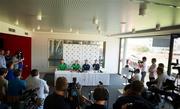 3 November 2011; Ireland's Ciaran McKeever, Anthony Tohill with Australia's Brad Green and Rodney Eade at a press conference in advance of the International Rules Series 2011 2nd Test, Metricon Stadium, Gold Coast, Australia. Picture credit: Ray McManus / SPORTSFILE