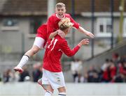 30 April 2017; Nathan Manson Browne and Eóin Murphy of Leeside AFC celebrate their side's fourth goal during the FAI Umbro Youth Cup Final match between Aisling Annacotty and Leeside AFC at Jackman Park in Limerick. Photo by Keith Wiseman/Sportsfile