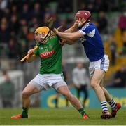 30 April 2017; Neil Heffernan of Meath in action against Ciarán Collier of Laois  during the Leinster GAA Hurling Senior Championship Qualifier Group Round 2 match between Meath and Laois at Pairc Tailteann in Meath. Photo by Ray McManus/Sportsfile