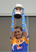 30 April 2017; Longford captain Mairéad Reynolds lifts the cup after the Lidl Ladies Football National League Div 4 Final match between Longford and Wicklow at the Clane Grounds in Kildare.  Photo by Piaras Ó Mídheach/Sportsfile