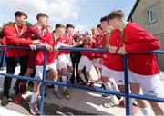 30 April 2017; The Leeside AFC team celebrate with the cup after the FAI Umbro Youth Cup Final match between Aisling Annacotty and Leeside AFC at Jackman Park in Limerick. Photo by Keith Wiseman/Sportsfile