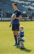 1 May 2017; Jonathan Sexton of Leinster with his son Luca, age 2, during an open squad training session at the RDS Arena, Ballsbridge, Dublin. Photo by Piaras Ó Mídheach/Sportsfile