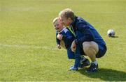 1 May 2017; Leinster head coach Leo Cullen with his son Con, age 2, during an open squad training session at the RDS Arena, Ballsbridge, Dublin. Photo by Piaras Ó Mídheach/Sportsfile