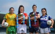 2 May 2017; Lidl Ladies Football National League Division 1 and 2 Captains, from left, Geraldine McLaughlin of Donegal, Doireann O’Sullivan of Cork, Laura Lee Walsh of Westmeath and Sinead Greene of Cavan stand for a portrait during the Lidl Ladies Football National League Division 1 & 2 Finals Captains Day at Parnell Park in Dublin. Lidl National Football League Finals in the Spotlight. The Lidl National Football League Finals take place this Sunday in Parnell Park. The Lidl NFL Division 2 Final throws in at 2pm when Westmeath hope to make up for recent disappointments when they face Cavan. Then, at 4pm, Cork will feature in their 13th Division 1 Final since 2004, winning all but 2 of them. Donegal will be the opposition for the Rebellettes in this final as they contest the final despite only being promoted to the top Division this season. Tickets for the Lidl NFL finals will be available at Parnell Park on the day. Photo by Sam Barnes/Sportsfile