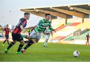 2 May 2017; Sean Boyd of Shamrock Rovers is fouled by Daniel O’Reilly of Longford Town during the EA Sports Cup quarter-final match between Shamrock Rovers and Longford Town at Tallaght Stadium, Tallaght, Co. Dublin. Photo by Sam Barnes/Sportsfile