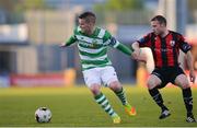 2 May 2017; Paul Corry of Shamrock Rovers in action against Dean Zambra of Longford Town during the EA Sports Cup quarter-final match between Shamrock Rovers and Longford Town at Tallaght Stadium, Tallaght, Co. Dublin. Photo by Sam Barnes/Sportsfile