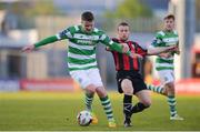 2 May 2017; Paul Corry of Shamrock Rovers in action against Dean Zambra of Longford Town during the EA Sports Cup quarter-final match between Shamrock Rovers and Longford Town at Tallaght Stadium, Tallaght, Co. Dublin. Photo by Sam Barnes/Sportsfile
