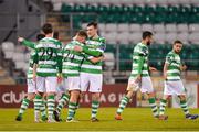 2 May 2017; Dean Dillon of Shamrock Rovers is congratulated by team mates after scoring his sides first goal during the EA Sports Cup quarter-final match between Shamrock Rovers and Longford Town at Tallaght Stadium, Tallaght, Co. Dublin. Photo by Sam Barnes/Sportsfile