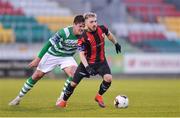 2 May 2017; Dylan McGlade of Longford Town  in action against Sam Bone of Shamrock Rovers during the EA Sports Cup quarter-final match between Shamrock Rovers and Longford Town at Tallaght Stadium, Tallaght, Co. Dublin. Photo by Sam Barnes/Sportsfile