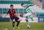 2 May 2017; Trevor Clarke of Shamrock Rovers  in action against Kealan Dillon of Longford Town during the EA Sports Cup quarter-final match between Shamrock Rovers and Longford Town at Tallaght Stadium, Tallaght, Co. Dublin. Photo by Sam Barnes/Sportsfile