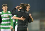 2 May 2017; Shamrock Rovers manager Stephen Bradley congratulates goal scorer Dean Dillon following the EA Sports Cup quarter-final match between Shamrock Rovers and Longford Town at Tallaght Stadium, Tallaght, Co. Dublin. Photo by Sam Barnes/Sportsfile