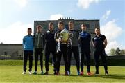 3 May 2017; In attendance at the Leinster GAA Senior Hurling and Football Championships 2017 Launch are hurlers, from left, Niall McMorrow of Dublin, Jordan Conway of Kerry, Pádraic Mannion of Galway, Mark Bergin of Kilkenny, Matthew O'Hanlon of Wexford, Ross King of Laois, and Seán Ryan of Offaly. Pearse Museum, Dublin.  Photo by Piaras Ó Mídheach/Sportsfile