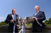3 May 2017; Leinster GAA chairman Jim Bolger, left, and Leinster GAA Secretary, Micheal Reynolds, pictured with the Bob O'Keeffe and Delaney Cups at the Leinster GAA Senior Hurling and Football Championships 2017 Launch in Pearse Museum, Dublin. Photo by Sam Barnes/Sportsfile