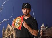 3 May 2017; IBF World Bantamweight champion Lee Haskins during the Matchroom Boxing Press Conference ahead of his title fight with challenger Ryan Burnett at the SSE Arena in Belfast on June 10, in the Europa Hotel in Belfast, Antrim. Photo by Oliver McVeigh/Sportsfile