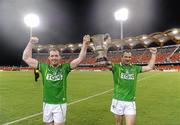 4 November 2011; Ciaran McKeever and Steven McDonnell, Ireland, celebrate with the Cormac McAnallen Cup after the game. International Rules 2nd Test, Australia v Ireland, Metricon Stadium, Gold Coast, Australia. Picture credit: Ray McManus / SPORTSFILE