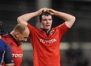 4 November 2011; Peter O'Mahony, Munster, shows his disappointment during the final minutes of the game. Celtic League, Leinster v Munster, Aviva Stadium, Lansdowne Road, Dublin. Picture credit: Pat Murphy / SPORTSFILE
