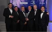 29 April 2017; Gonzaga College's, from left, Declan Fassbender, Peter Meaghar, Damon McCaul, Paul Kieran, Ollie O'Brien and Gareth Pelly at the Leinster Rugby Awards Ball. The Awards, MC’d by Darragh Maloney, were a celebration of the 2016/17 Leinster Rugby season to date and over the course of the evening Leinster Rugby acknowledged the contributions of retirees Mike Ross, Eóin Reddan and Luke Fitzgerald as well as presenting Leinster Rugby caps to departees Bill Dardis, Hayden Triggs, Mike McCarthy, Zane Kirchner and Dominic Ryan. Former Leinster Rugby team doctor Professor Arthur Tanner was posthumously inducted into the Guinness Hall of Fame. Some of the Award winners on the night included; Gonzaga College (Deep River Rock School of the Year), David Hicks, De La Salle Palmerston (Beauchamps Contribution to Leinster Rugby Award), Clontarf FC (CityJet Senior Club of the Year), Coláiste Chill Mhantáin (Irish Independent Development School of the Year Award), Athy RFC (Bank of Ireland Junior Club of the Year). Professional award winners on the night included Laya Healthcare Young Player of the Year - Joey Carbery, Life Style Sports Supporters Player of the Year - Isa Nacewa, Canterbury Tackle of the Year – Isa Nacewa, Irish Independnet Try of the Year – Adam Byrne and Bank of Ireland Players’ Player of the Year – Luke McGrath. Clayton Hotel, Burlington Road, Dublin 4. Photo by Stephen McCarthy/Sportsfile