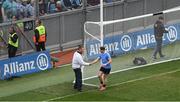 9 April 2017; Philly McMahon of Dublin shakes hands with an umpire before the Allianz Football League Division 1 Final match between Dublin and Kerry at Croke Park, in Dublin. Photo by Ray McManus/Sportsfile