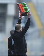 8 April 2017; The sideline official holds up the substitutes board during the Allianz Football League Division 3 Final match between Louth and Tipperary at Croke Park in Dublin. Photo by Brendan Moran/Sportsfile