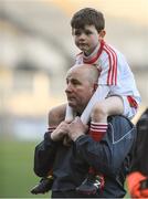 8 April 2017; Louth manager Colin Kelly with his son Conal after the Allianz Football League Division 3 Final match between Louth and Tipperary at Croke Park in Dublin. Photo by Brendan Moran/Sportsfile