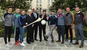 4 May 2017; Minister of State for Tourism and Sport, Patrick O'Donovan, T.D. with John Treacy, Chief Executive Officer, Irish Sports Council, Dermot Earley, Chief Executive Officer, Gaelic Players Association, and inter county stars,  from left, Conor McDonald, Wexford, Séamus O’Carroll, Limerick, Noel Connors, Waterford, Jack McCaffrey, Dublin, John Heslin, Westmeath, Michael Fennelly, Kilkenny, Tom Parsons, Mayo, in attendance at the Launch of Government Grant payment to inter county players at The Merrion Hotel in Dublin. Photo by Ray McManus/Sportsfile