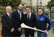 4 May 2017; Minister of State for Tourism and Sport, Patrick O'Donovan, T.D. with John Treacy, left, Chief Executive Officer, Irish Sports Council, Dermot Earley, Chief Executive Officer, Gaelic Players Association, and inter county star, Noel Connors, Waterford, in attendance at the Launch of Government Grant payment to inter county players at The Merrion Hotel in Dublin. Photo by Ray McManus/Sportsfile