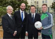 4 May 2017; Minister of State for Tourism and Sport, Patrick O'Donovan, T.D. with John Treacy, left, Chief Executive Officer, Irish Sports Council, Dermot Earley, Chief Executive Officer, Gaelic Players Association, and inter county star Séamus O’Carroll, Limerick, in attendance at the Launch of Government Grant payment to inter county players at The Merrion Hotel in Dublin. Photo by Ray McManus/Sportsfile
