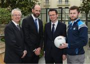 4 May 2017; Minister of State for Tourism and Sport, Patrick O'Donovan, T.D. with John Treacy, left, Chief Executive Officer, Irish Sports Council, Dermot Earley, Chief Executive Officer, Gaelic Players Association, and inter county star, Jack McCaffrey, right, Dublin, in attendance at the Launch of Government Grant payment to inter county players at The Merrion Hotel in Dublin. Photo by Ray McManus/Sportsfile