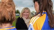 30 April 2017; Marie Hickey, President of the LGFA, meets the Longford players before the Lidl Ladies Football National League Div 4 Final match between Longford and Wicklow at the Clane Grounds in Kildare.  Photo by Piaras Ó Mídheach/Sportsfile