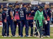 5 May 2017; Ireland captain William Porterfield leaves the crease after being dismissed as England players celebrate behind him during the One Day International between England and Ireland at The Brightside Ground in Bristol, England. Photo by Matt Impey/Sportsfile