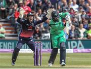 5 May 2017; George Dockrell of Ireland is trapped LBW off the bowling of Joe Root of England, wicketkeeper Sam Billings celebrates during the One Day International between England and Ireland at The Brightside Ground in Bristol, England. Photo by Matt Impey/Sportsfile