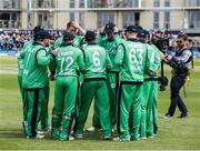 5 May 2017; Ireland players in a huddle around captain William Porterfield during the One Day International between England and Ireland at The Brightside Ground in Bristol, England. Photo by Matt Impey/Sportsfile