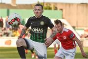 5 May 2017; Gary McCabe of Bray Wanderers in action against Pat Cregg of St. Patrick's Athletic during the SSE Airtricity League Premier Division game between Bray Wanderers and St. Patrick's Athletic at Carlisle Grounds in Bray, Co. Wicklow. Photo by David Maher/Sportsfile