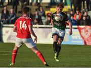 5 May 2017; John Sullivan of Bray Wanderers in action against Darragh Markey of St. Patrick's Athletic during the SSE Airtricity League Premier Division game between Bray Wanderers and St. Patrick's Athletic at Carlisle Grounds in Bray, Co. Wicklow. Photo by David Maher/Sportsfile