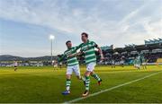 5 May 2017; Ronan Finn of Shamrock Rovers celebrates after scoring the first goal against Dundalk with team-mate Darren Meenan during the SSE Airtricity League Premier Division game between Shamrock Rovers and Dundalk at Tallaght Stadium in Dublin. Photo by Matt Browne/Sportsfile