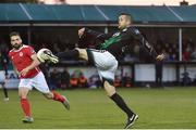 5 May 2017; Tim Clancy of Bray Wanderers in action against Christy Fagan of St. Patrick's Athletic during the SSE Airtricity League Premier Division game between Bray Wanderers and St. Patrick's Athletic at Carlisle Grounds in Bray, Co. Wicklow. Photo by David Maher/Sportsfile