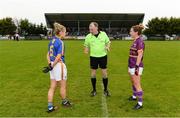 30 April 2017; Referee John Niland with team captains and Samantha Lambert of Tipperary and Fiona Rochford of Wexford, right, before the Lidl Ladies Football National League Div 3 Final match between Tipperary and Wexford at the Clane Grounds in Kildare.  Photo by Piaras Ó Mídheach/Sportsfile