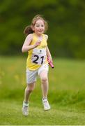 6 May 2017; Áine Carlin, age 10, from Letterkenny, Co Donegal, competes in the Girls U12 Mixed Relays event at the Aldi Community Games May Festival 2017 at National Sports Campus, in Abbotstown, Dublin.  Photo by Cody Glenn/Sportsfile