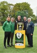 6 May 2017; Aviva’s FAI Junior Cup Ambassador, Richard Dunne with from left Pakie Holden player manager with Energreen FC, Peter Henebry Chairman of Evergreen FC, Martin McDermott from Aviva Kilkenny and Noel Fitzroy from the FAI during his visit to the FAI Junior Cup Finalists Evergreen FC ahead of the Final in the Aviva Stadium on 13th May against Dublin’s Sheriff YC. The former Republic of Ireland International visited the home of Evergreen FC today as part of Aviva’s Community Days ahead of the Final. At Evergreen FC, Evergreen Park Dundaryark, in Kells Road, Kilkenny. Photo by Matt Browne/Sportsfile
