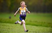 6 May 2017; Abbie Doyle, from Bree-Davidstown, Co Wexford, competes in the mixed distance relay at the Aldi Community Games May Festival 2017 at National Sports Campus, in Abbotstown, Dublin.  Photo by Cody Glenn/Sportsfile