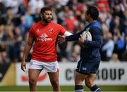 6 May 2017; Charles Piutau of Ulster and Isa Nacewa of Leinster before the Guinness PRO12 Round 22 match between Ulster and Leinster at Kingspan Stadium in Belfast. Photo by Oliver McVeigh/Sportsfile