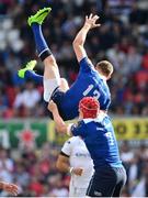 6 May 2017; Garry Ringrose of Leinster gathers a restart during the Guinness PRO12 Round 22 match between Ulster and Leinster at Kingspan Stadium in Belfast. Photo by Ramsey Cardy/Sportsfile