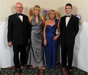 5 November 2011; Aisling O'Brien who received a 2011 Camogie Soaring Star award with family, from left, David, Mary and Damien, from Lismore, Co. Waterford, at the 2011 Camogie All-Stars in association with O’Neills. Citywest Hotel, Saggart, Co. Dublin. Picture credit: Stephen McCarthy / SPORTSFILE