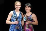 5 November 2011; Galway's Brenda Hanney, left, and Ann-Marie Hayes with their 2011 Camogie All-Stars awards during the 2011 Camogie All-Stars in association with O’Neills. Citywest Hotel, Saggart, Co. Dublin. Picture credit: Stephen McCarthy / SPORTSFILE